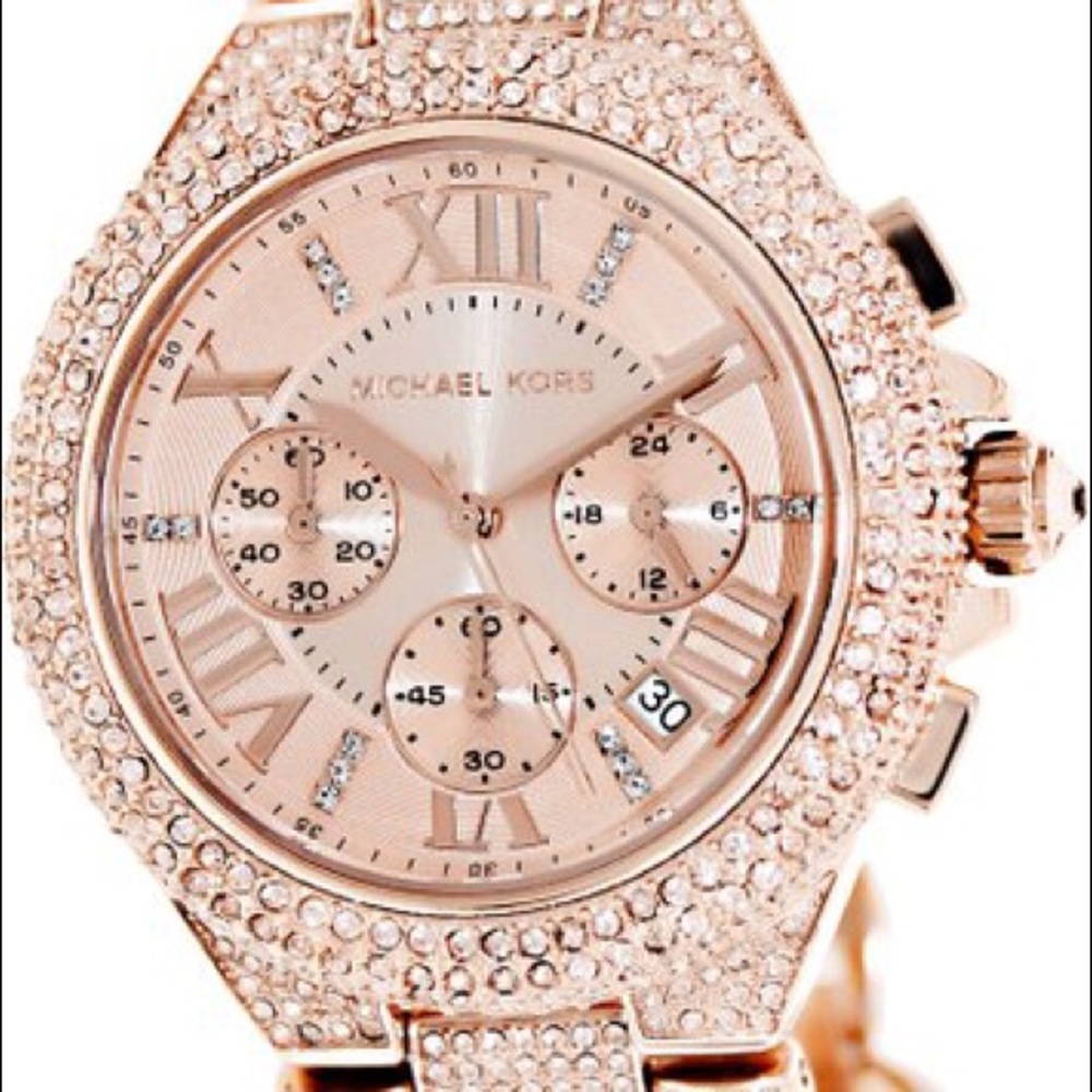 Michael Kors rose gold pavé bracelet watch